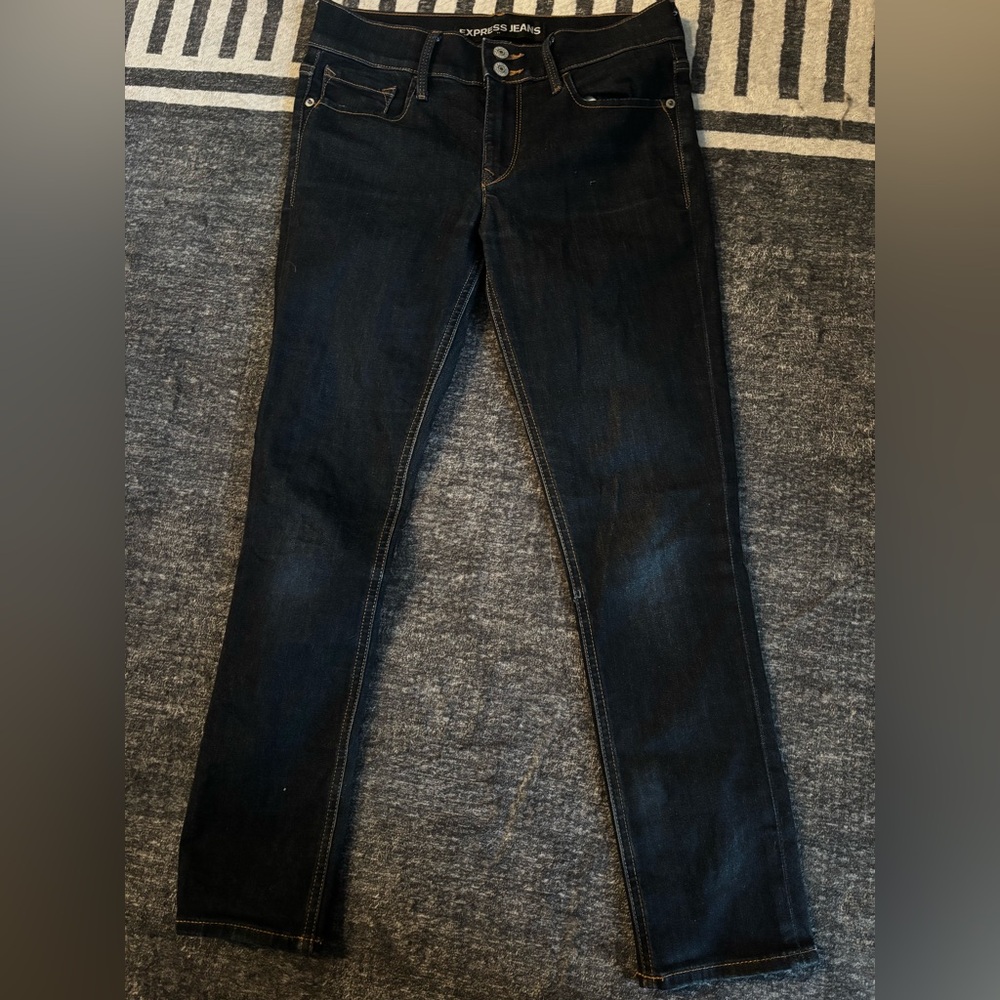 Express Dark Wash Mid Rise‎ Cropped Legging Women Jeans Size 4